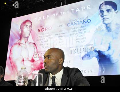 Michel Soro, champion du monde de WBA. Lors d'une présentation à Paris, France, le 12 mai 2017. Photo d'Alain Apaydin/ABACAPRESS.COM Banque D'Images