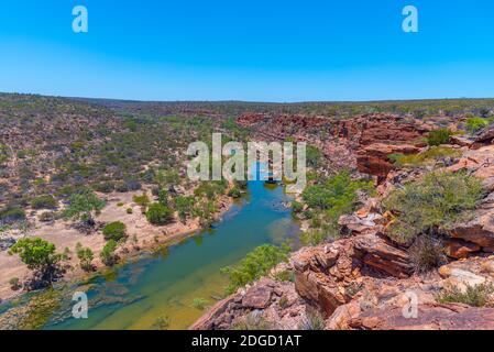 Rivière Murchison traversant le parc national de Kalbarri en Australie guettez les faucons Banque D'Images