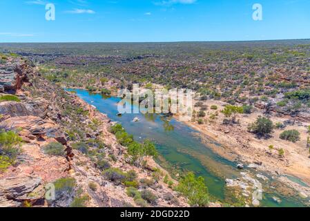 Rivière Murchison traversant le parc national de Kalbarri en Australie guettez les faucons Banque D'Images