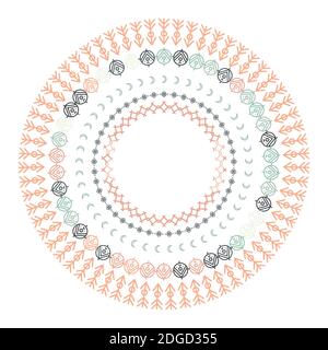 Ornements ethniques Mandala. Motif géométrique à lignes tribales, style aztèque, texte américain natif. Éléments vectoriels pour textures, répétitions. Illustration de Vecteur