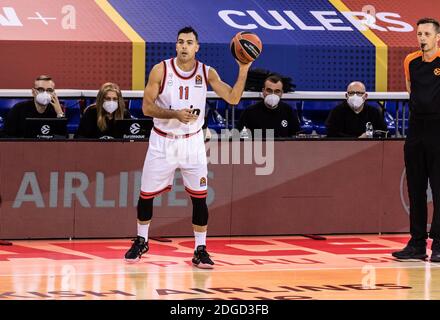 Kostas Sloukas de l'Olympiacos Pirée lors du match de basket-ball Euroligue de Turkish Airlines entre le FC Barcelone et l'Olympiacos Pirée le 8 décembre 2020 au Palau Blaugrana à Barcelone, Espagne - photo Javier Borrego / Espagne DPPI / DPPI / LM Banque D'Images