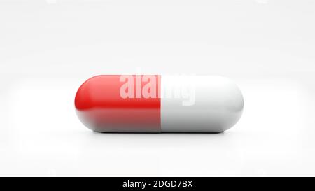 Capsules isolées sur fond blanc . Icône de comprimé médical gros plan isoler , trois dimensions Banque D'Images