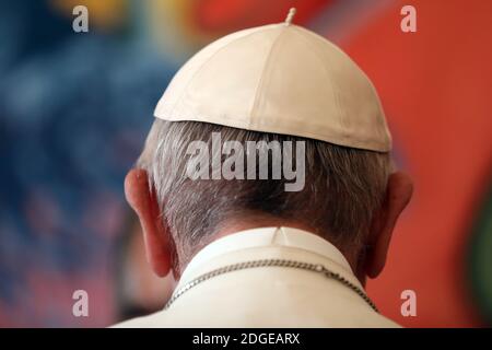 Le Pape François assiste à l'inauguration de la Fondation Pontificale 'Solas Occurentes', siège de Rome, au Palazzo San Callisto, le 9 juin 2017 à Rome, en Italie. Scholas Occurentes est une fondation pontificale construite et créée par le Pape François le 13 août 2013, présente dans 190 pays. Photo par ABACAPRESS.COM Banque D'Images