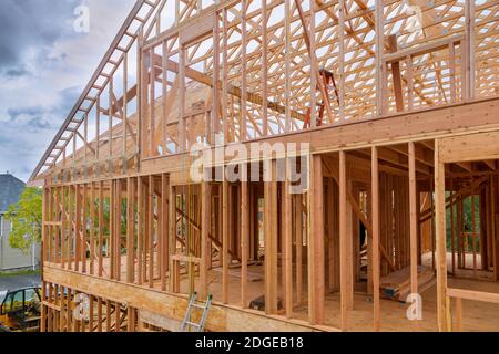 Stick de faisceau de châssis construit une nouvelle maison en construction Banque D'Images