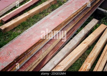 Ancien utilisé des planches après rénovation des locaux Banque D'Images