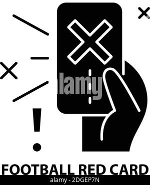 icône de carte rouge football, signe vectoriel noir avec traits modifiables, illustration de concept Illustration de Vecteur