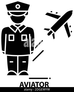 icône de symbole aviator, signe vectoriel noir avec traits modifiables, illustration de concept Illustration de Vecteur