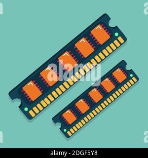 illustration du vecteur matériel de la mémoire d'accès rapide de l'ordinateur dans un style plat Illustration de Vecteur