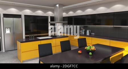Cuisine moderne de rendu 3D Banque D'Images