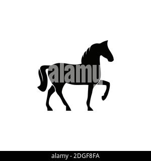 Logo symbole cheval noir Silhouette Illustration de Vecteur