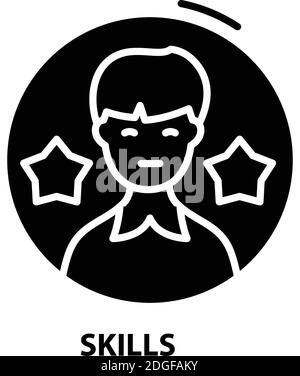 icône compétences, signe vectoriel noir avec traits modifiables, illustration de concept Illustration de Vecteur