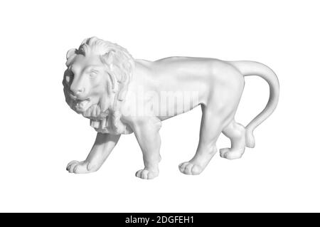 Statue d'un lion sur fond blanc Banque D'Images