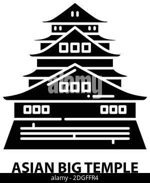 icône de grand temple asiatique, signe vectoriel noir avec traits modifiables, illustration de concept Illustration de Vecteur