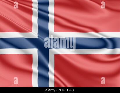 Drapeau de la Norvège flottant dans le vent dans l'illustration 3D Banque D'Images