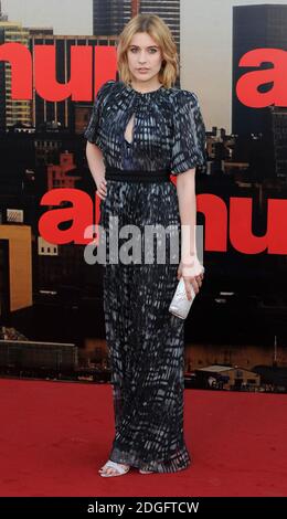 GRETA Gerwig arrivée à la première britannique d'Arthur, vue Cinema, The O2, Greenwich, Londres. Banque D'Images