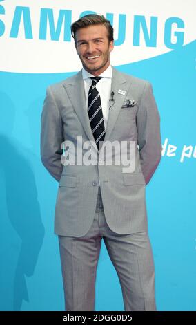 David Beckham aux Jeux Olympiques de tous avec Samsung Launch, Canary Wharf, Londres. Banque D'Images