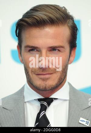 David Beckham aux Jeux Olympiques de tous avec Samsung Launch, Canary Wharf, Londres. Banque D'Images