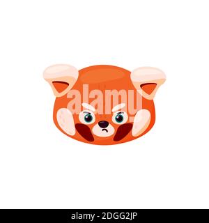 Tête de panda rouge comme triste emoji. Émoticône en colère. Illustration vectorielle de smiley en style dessin animé Illustration de Vecteur