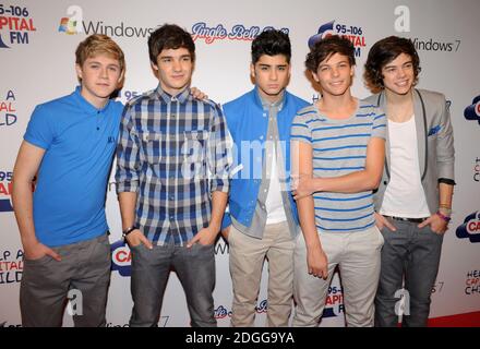 Niall Horan, Liam Payne, Zayn Malik, Louis Tomlinson et Harry Styles d'une direction au Capital FM Jingle Bell ball 2011, O2 Arena, Greenwich, Londres. Banque D'Images