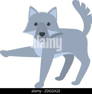 Icône Wolf montrant. Dessin animé de loup montrant une icône vectorielle pour la conception de sites Web isolée sur fond blanc Illustration de Vecteur