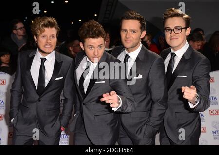 McFly arrive aux National Television Awards 2013, à l'O2 Arena, Greenwich, Londres. Banque D'Images