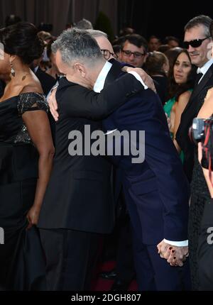 Steven Spielberg et Daniel Day-Lewis arrivent pour les 85e Academy Awards au Dolby Theatre de Los Angeles. Banque D'Images