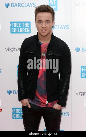 Sam Callaghan arrivant à WE Day, Wembley Arena, Londres. Banque D'Images