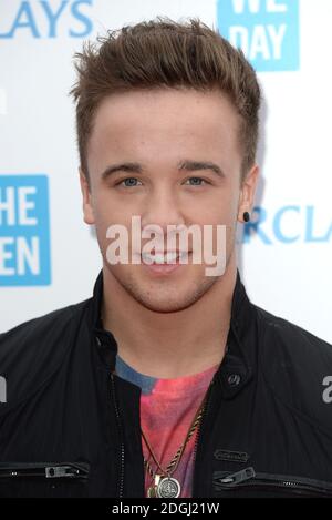 Sam Callaghan arrivant à WE Day, Wembley Arena, Londres. Banque D'Images