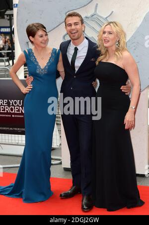 Shailene Woodley, Theo James et Kate Winslet arrivent à la première divergente, Odeon Cinema, Leicester Square, Londres. Banque D'Images