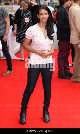 Konnie Huq arrive à la première mondiale de Pudsey le chien, le film, vue Cinema, Leicester Square, Londres Banque D'Images