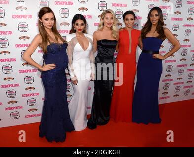 (De gauche à droite) una Foden, Vanessa White, Mollie King, Frankie Bridge et Rochelle Humes of the Saturdays arrivent aux Cosmopolitan Ultimate Women of the Year Awards, à One Mayfair, Londres. Banque D'Images