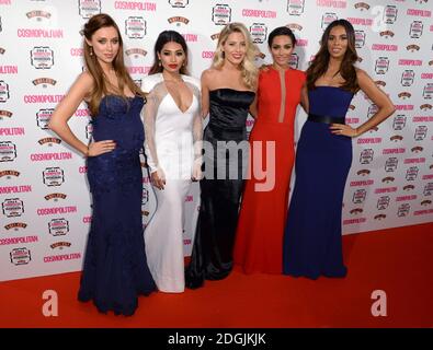 (De gauche à droite) una Foden, Vanessa White, Mollie King, Frankie Bridge et Rochelle Humes of the Saturdays arrivent aux Cosmopolitan Ultimate Women of the Year Awards, à One Mayfair, Londres. Banque D'Images