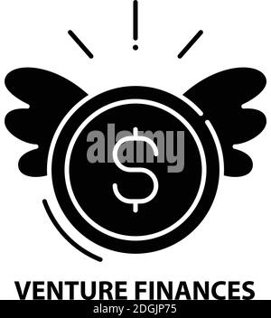 icône venture finance, signe vectoriel noir avec traits modifiables, illustration de concept Illustration de Vecteur