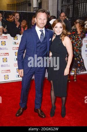 Christian Horner et Geri Halliwell arrivent pour les Pride of Britain Awards 2015, à Grosvenor House, Park Lane, Londres. Crédit photo à lire : Doug Peters/ EMPICS Entertainment Banque D'Images