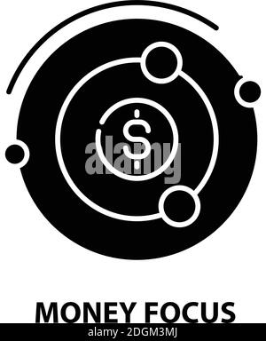 icône de symbole de mise au point monétaire, signe vectoriel noir avec traits modifiables, illustration de concept Illustration de Vecteur