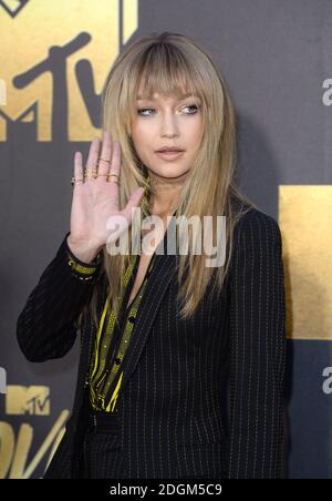 Gigi Hadid arrive aux MTV Movie Awards 2016, Warner Bros Studios, Burbank, Los Angeles. Le crédit photo devrait se lire comme suit : Doug Peters/EMPICS Entertainment Banque D'Images