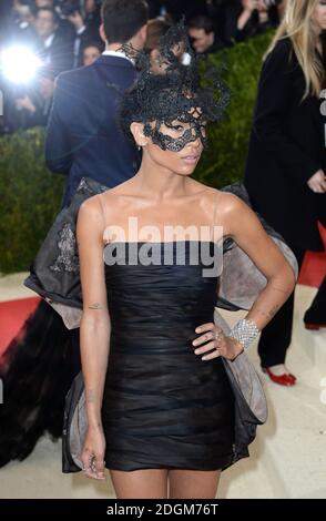 Zoe Kravitz participant au Metropolitan Museum of Art met Gala 2016, à New York, Etats-Unis. Le crédit photo devrait se lire comme suit : Doug Peters/EMPICS Entertainment Banque D'Images