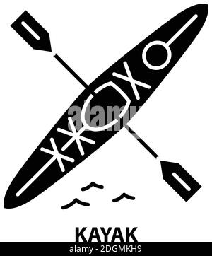 icône kayak, signe vectoriel noir avec traits modifiables, illustration de concept Illustration de Vecteur