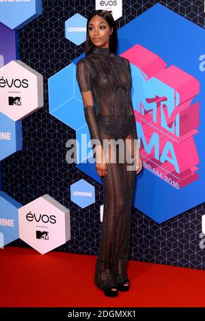 Jourdan Dunn participant aux MTV Europe Music Awards 2016 à la Rotterdam Ahoy Arena, Rotterdam, pays-Bas Banque D'Images