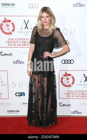 Emma Greenwell arrive au London film Critses Circle Awards 2017, The May Fair Hotel, Londres. Banque D'Images