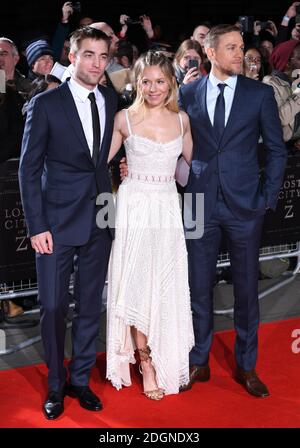 Robert Pattinson, Sienna Miller et Charlie Hunnam arrivent à la première britannique de Lost City of Z, The British Museim, Londres. Banque D'Images