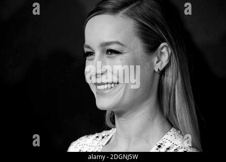 Note aux éditeurs, recadrage alternatif, image convertie en noir et blanc. Brie Larson assiste à la première européenne de Skull Island, qui s'est tenue à Cineworld Empire Leicester Square, Londres. Date de la photo mardi 28 février 2017. Le crédit photo doit être lu par Doug Peters/EMPICS Entertainment. Banque D'Images