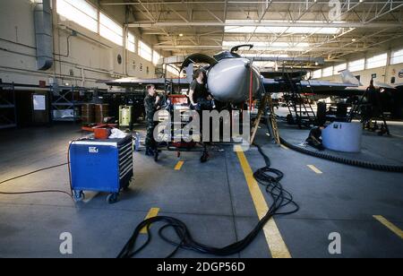 Base aérienne de RAF Upper Heyford Oxfordshire Royaume-Uni 1990. Siège de la 20e aile de chasseurs tactiques USAF. Vol F111 Aardvark. Banque D'Images