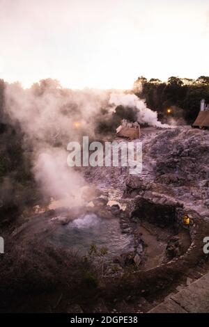 Caldera das Furnas sources d'eau chaude, île de Sao Miguel, Açores Banque D'Images