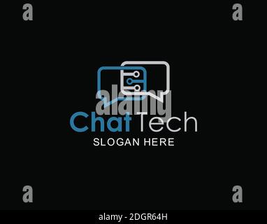 Icône médias sociaux Chat TECH logo symbole design inspiration Illustration de Vecteur