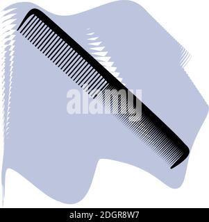 Peigne vectoriel, barber, salon de coiffure, cheveux, peigne noir sur l'icône de point lilas d'un ensemble, isolé sur fond blanc. SPE 10 Illustration de Vecteur