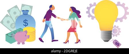 Vendre un concept d'idée. Prix et valeur d'une idée Illustration de Vecteur