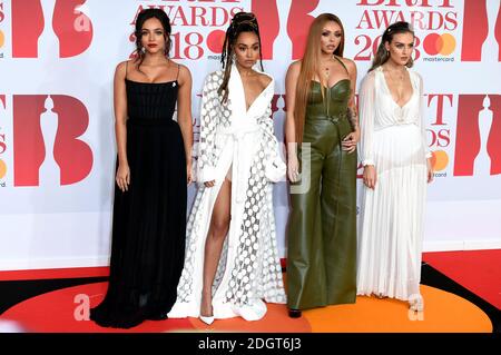 Perrie Edwards, Jesy Nelson, Leigh-Anne Pinnock et Jade Thirlwall, de Little Mix, ont assisté aux Brit Awards à l'O2 Arena de Londres. Le crédit photo devrait se lire comme suit : Doug Peters/EMPICS Entertainment Banque D'Images