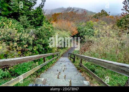 Lever du soleil matin Ove Blue Ridge parkway montagnes Banque D'Images