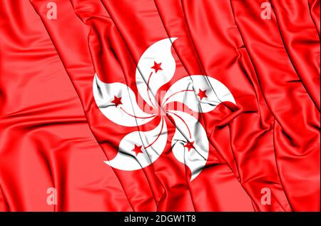 Drapeau de la 3D Hong Kong. 3D Illustration. Banque D'Images